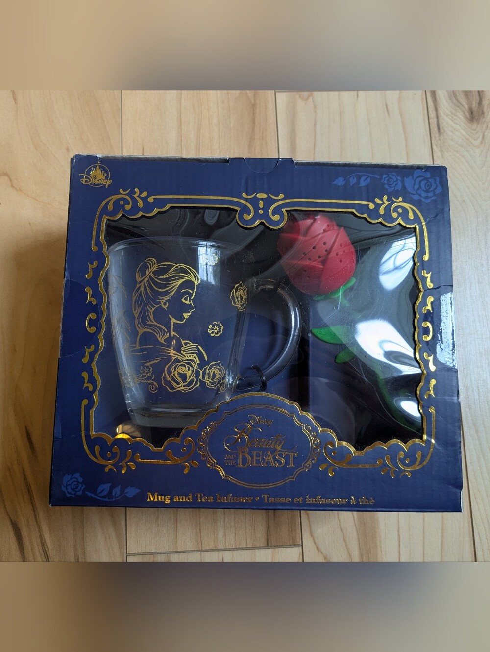 Disney Store Beauty and the Beast Belle Mug and Rose Tea Infuser Boxed Set New